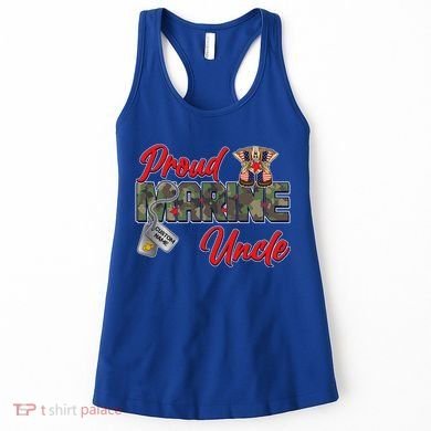 Proud Marine Uncle Personalize Dog Tags Women's Tank Top