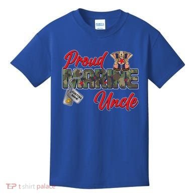 Proud Marine Uncle Personalize Dog Tags Kids T-Shirt