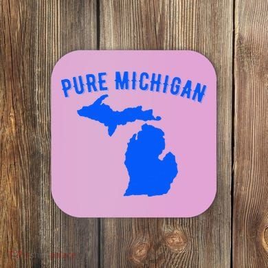 Pure Michigan Vacation Water Lake Fun Gift Idea Coaster