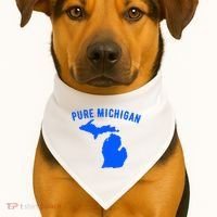 Pure Michigan Vacation Water Lake Fun Gift Idea USA-Made Doggie Bandana thumb 1