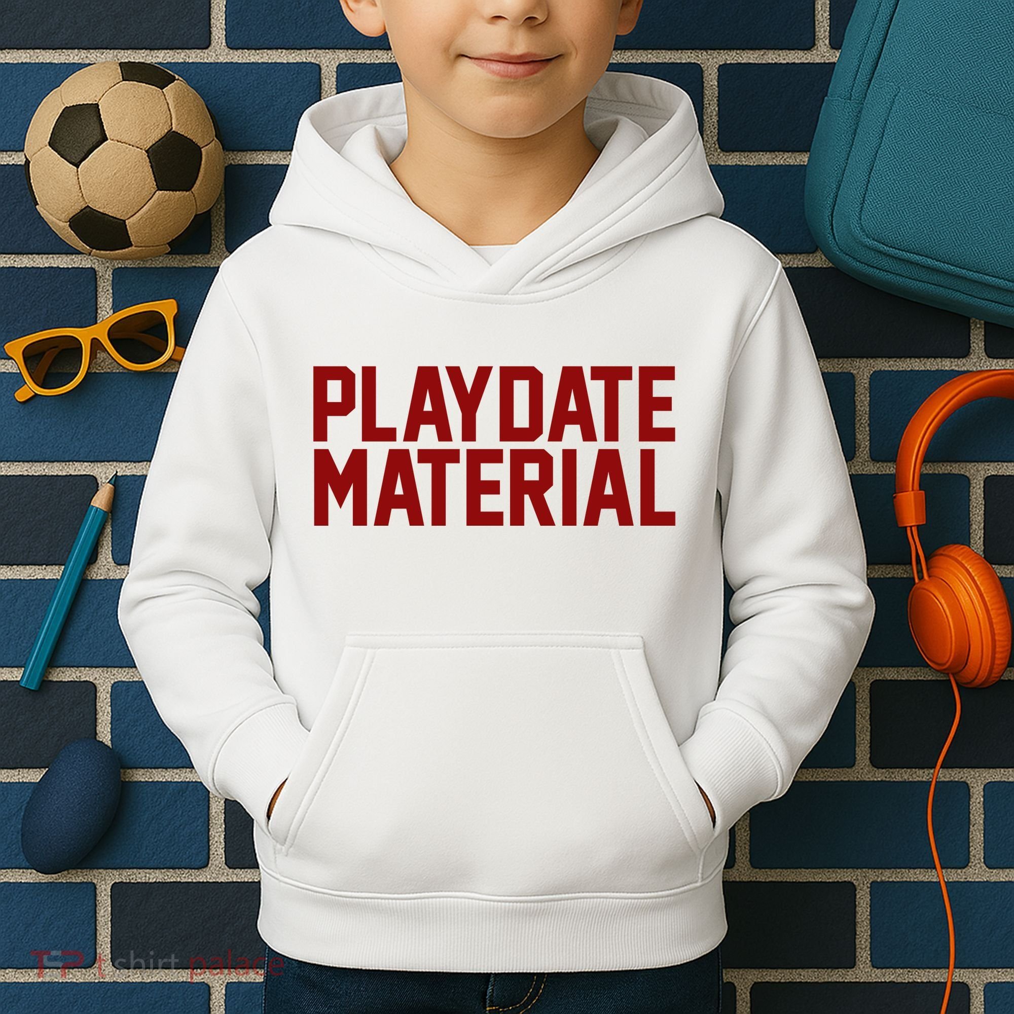 Playdate Material Valentine Kids Hoodie