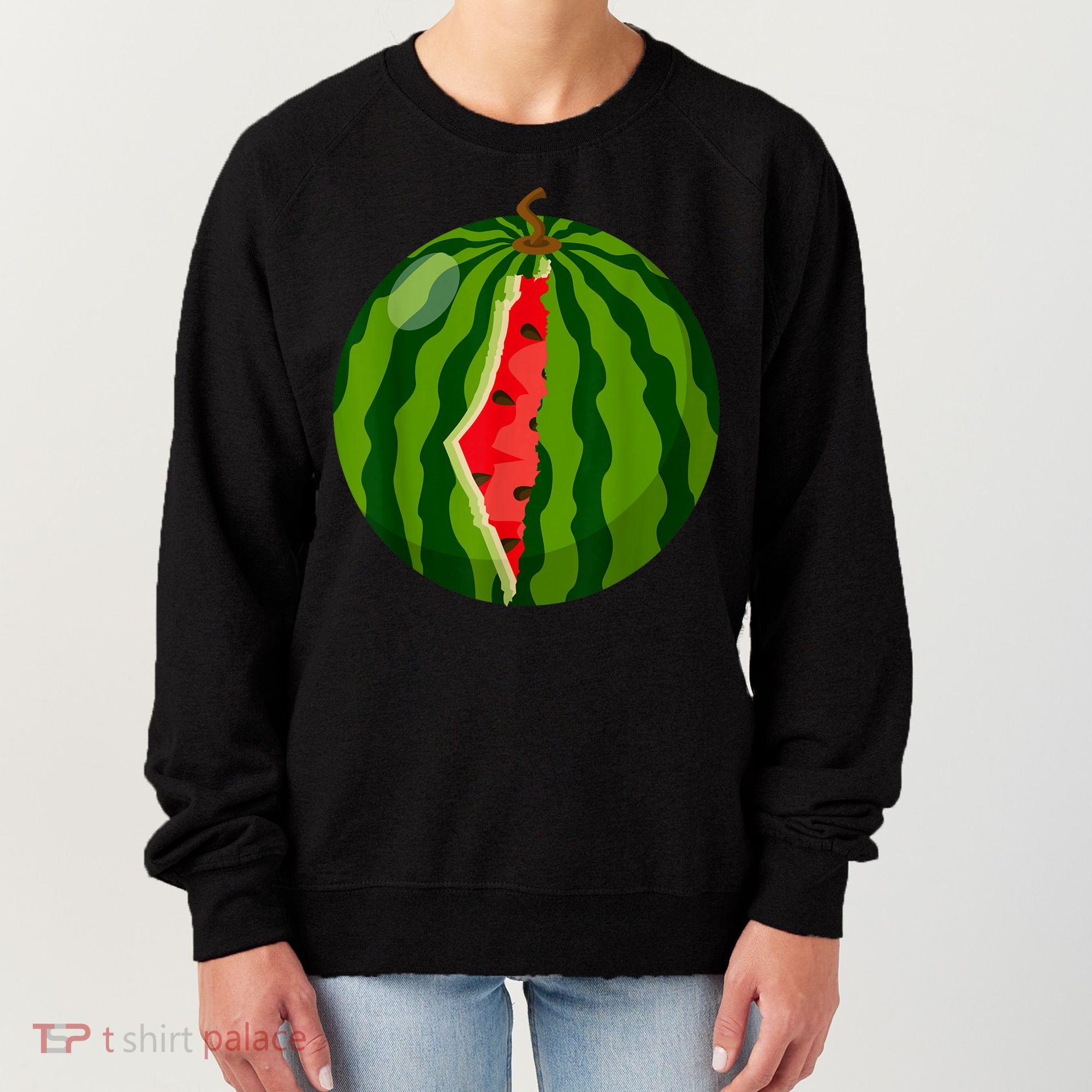 Palestine Map Watermelon Arabic Calligraphy Women's Sweatshirt