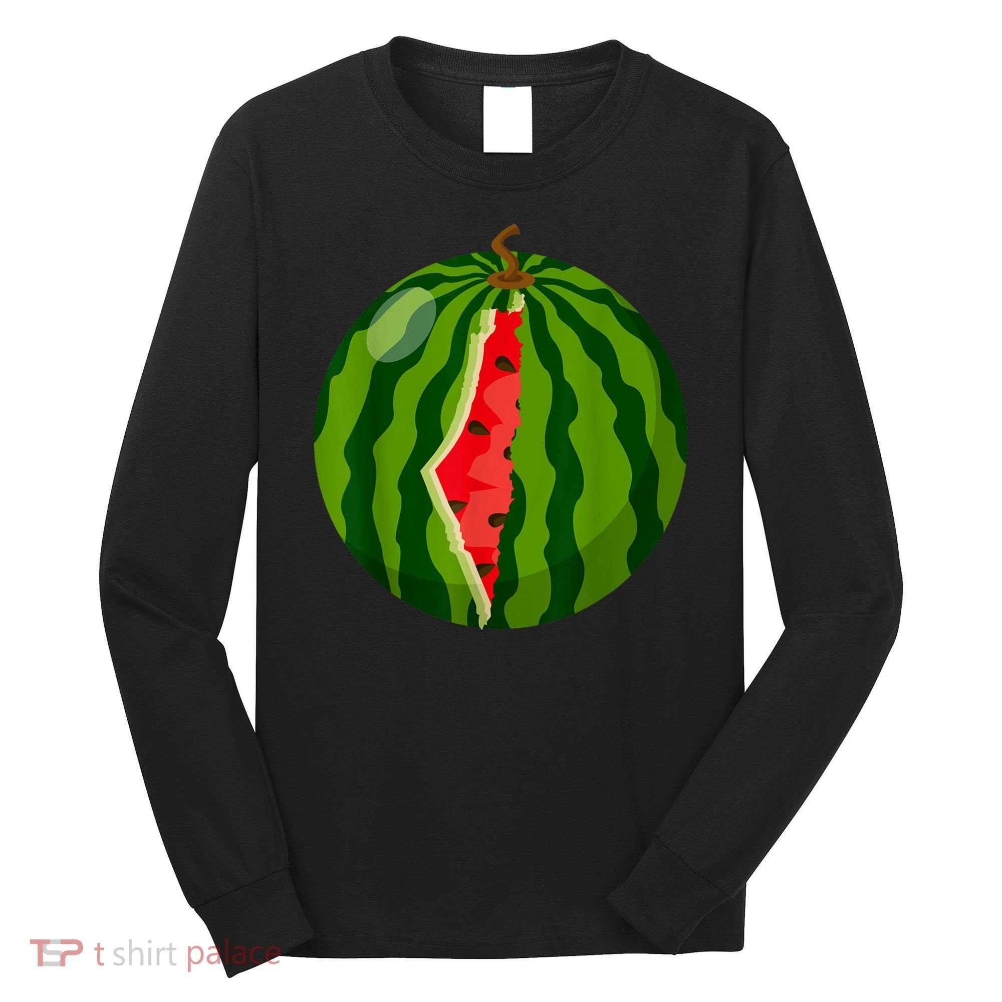 Palestine Map Watermelon Arabic Calligraphy Long Sleeve Shirt