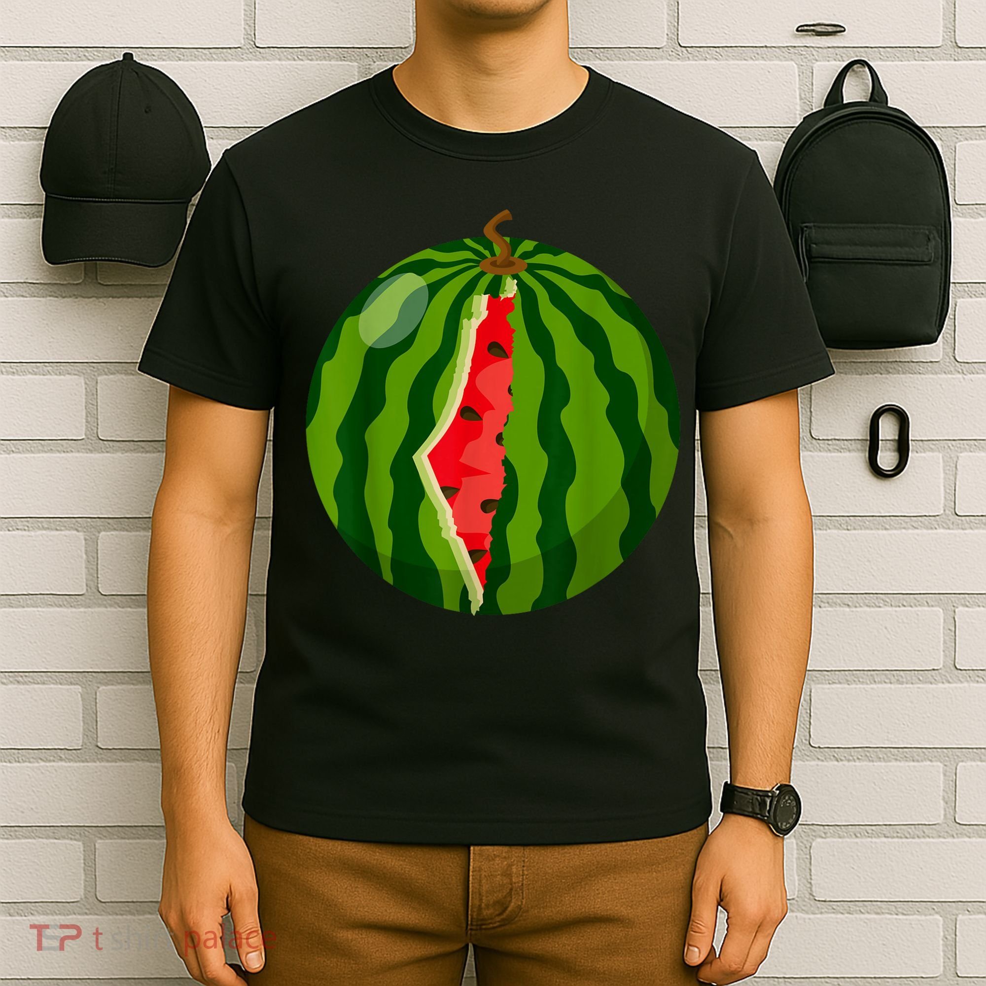 Palestine Map Watermelon Arabic Calligraphy T-Shirt