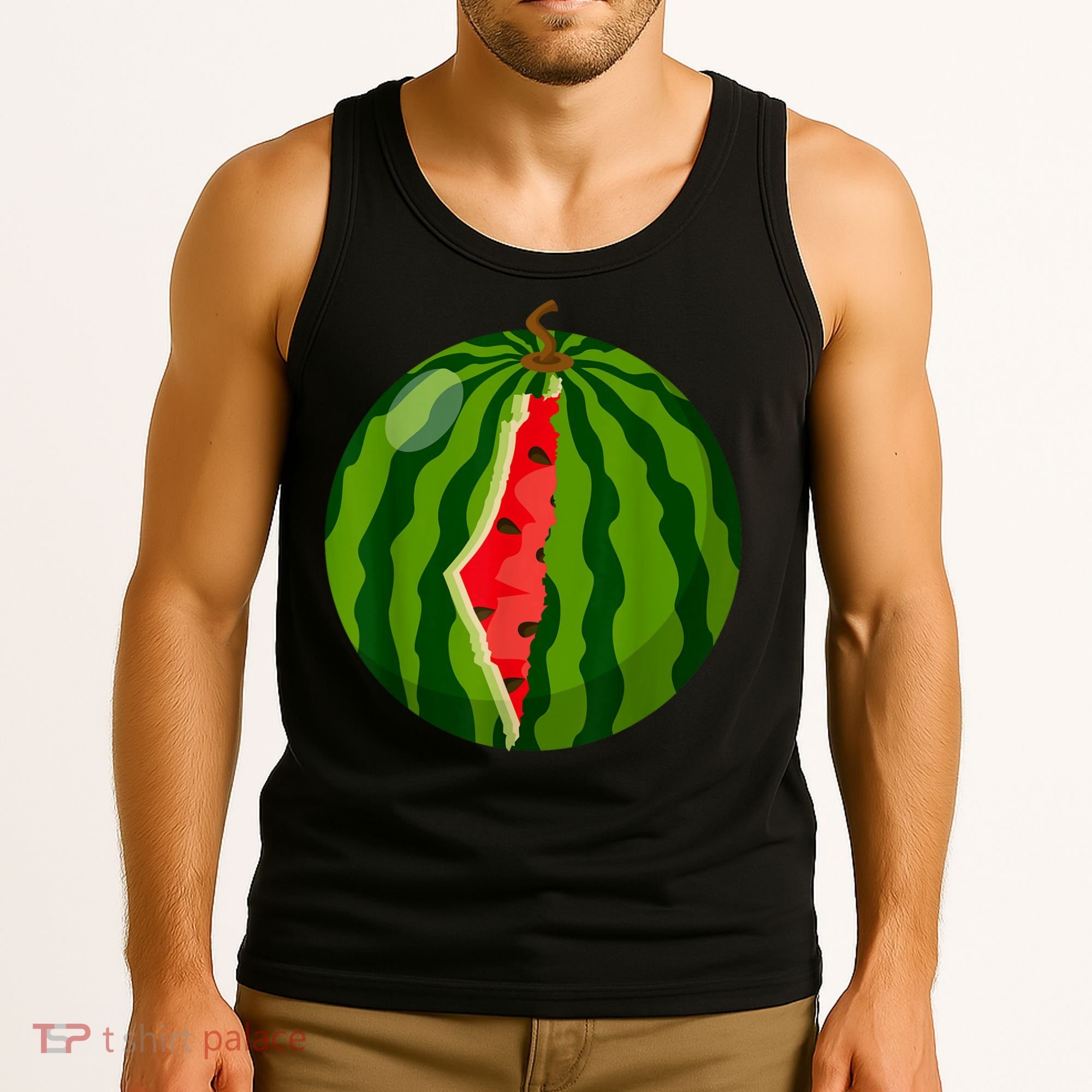 Palestine Map Watermelon Arabic Calligraphy Tank Top