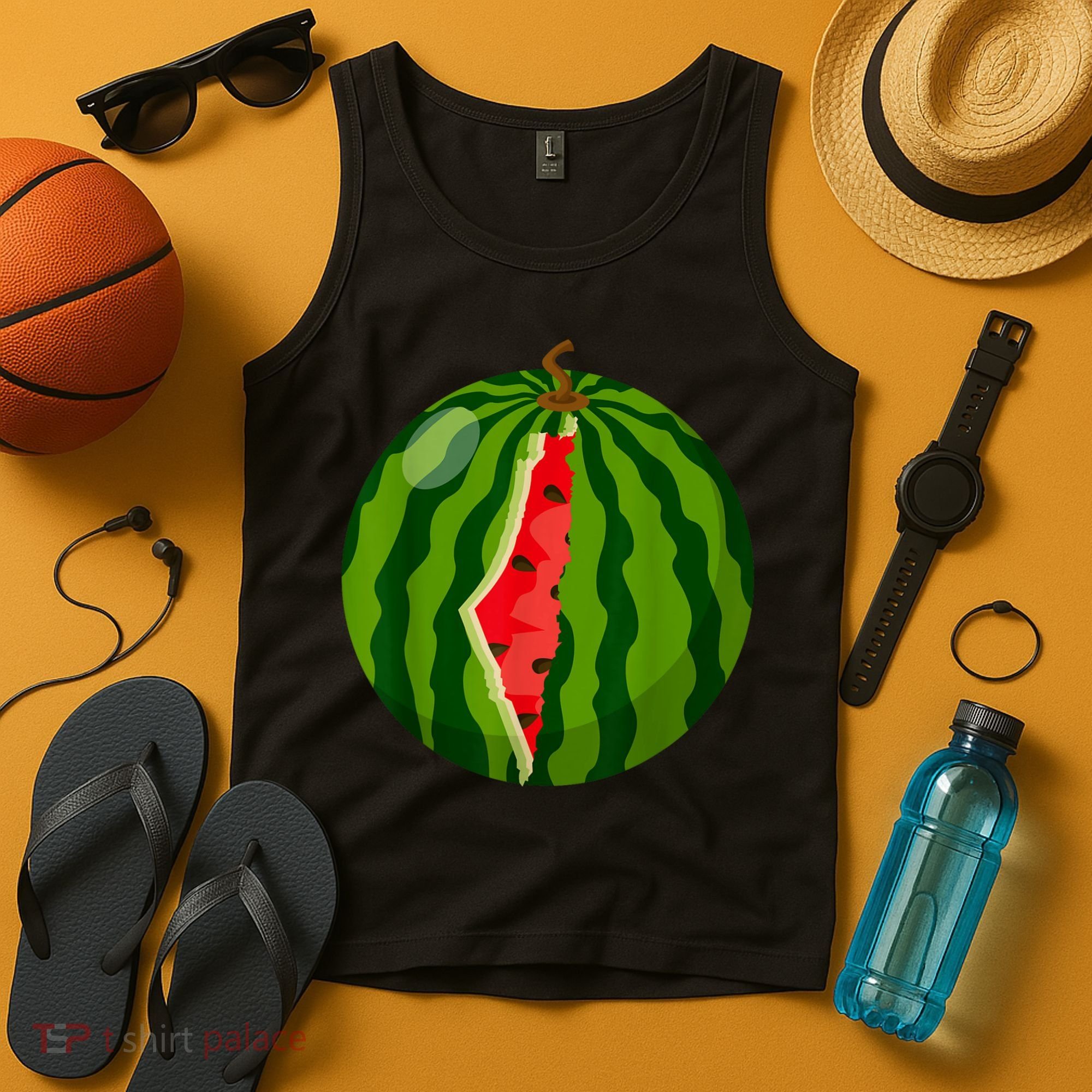 Palestine Map Watermelon Arabic Calligraphy Tank Top