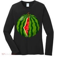 Palestine Map Watermelon Arabic Calligraphy Women's Long Sleeve Shirt thumb 0