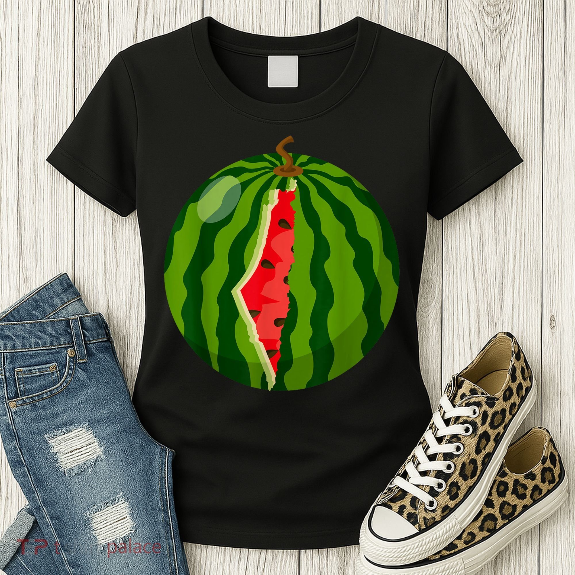 Palestine Map Watermelon Arabic Calligraphy Women's T-Shirt