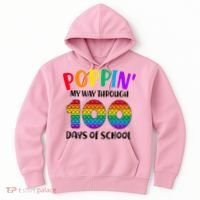 Poppin My Way Through 100 Days Of School Kids 100th Day Pop Hoodie thumb 0