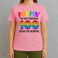 Poppin My Way Through 100 Days Of School Kids 100th Day Pop T-Shirt thumb 4