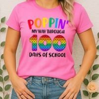 Poppin My Way Through 100 Days Of School Kids 100th Day Pop Women's T-Shirt thumb 2