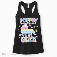 Poppin' My Way Through 100 Days Of School Rainbow Unicorn Fidget Toy Women's Tank Top thumb 0