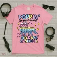 Poppin' My Way Through 100 Days Of School Rainbow Unicorn Fidget Toy T-Shirt thumb 5