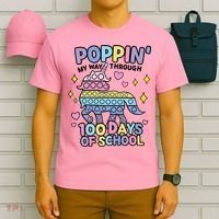 Poppin' My Way Through 100 Days Of School Rainbow Unicorn Fidget Toy T-Shirt thumb 6