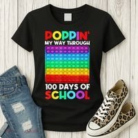 Poppin' My Way Through 100 Days Of School Happy 100th Day Women's T-Shirt thumb 3