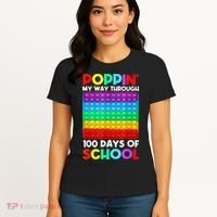 Poppin' My Way Through 100 Days Of School Happy 100th Day Women's T-Shirt thumb 4