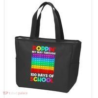 Poppin' My Way Through 100 Days Of School Happy 100th Day Tote Bag thumb 3