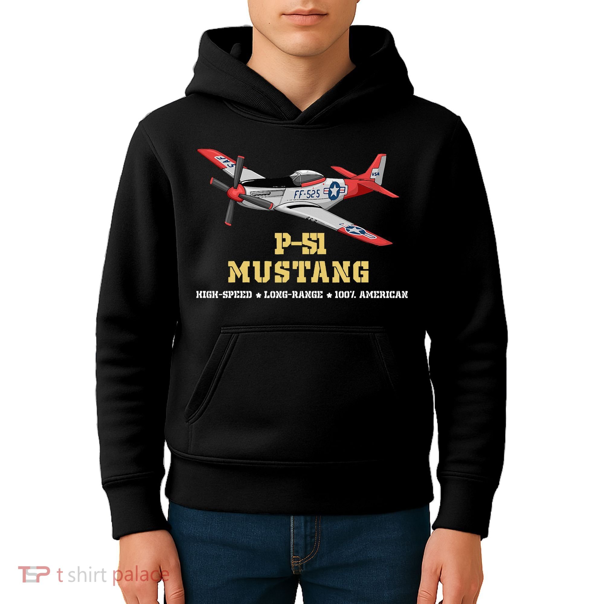 P51 Mustang World War Ii Fighter Bomber Kids Hoodie