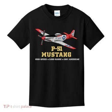 P51 Mustang World War Ii Fighter Bomber Kids T-Shirt