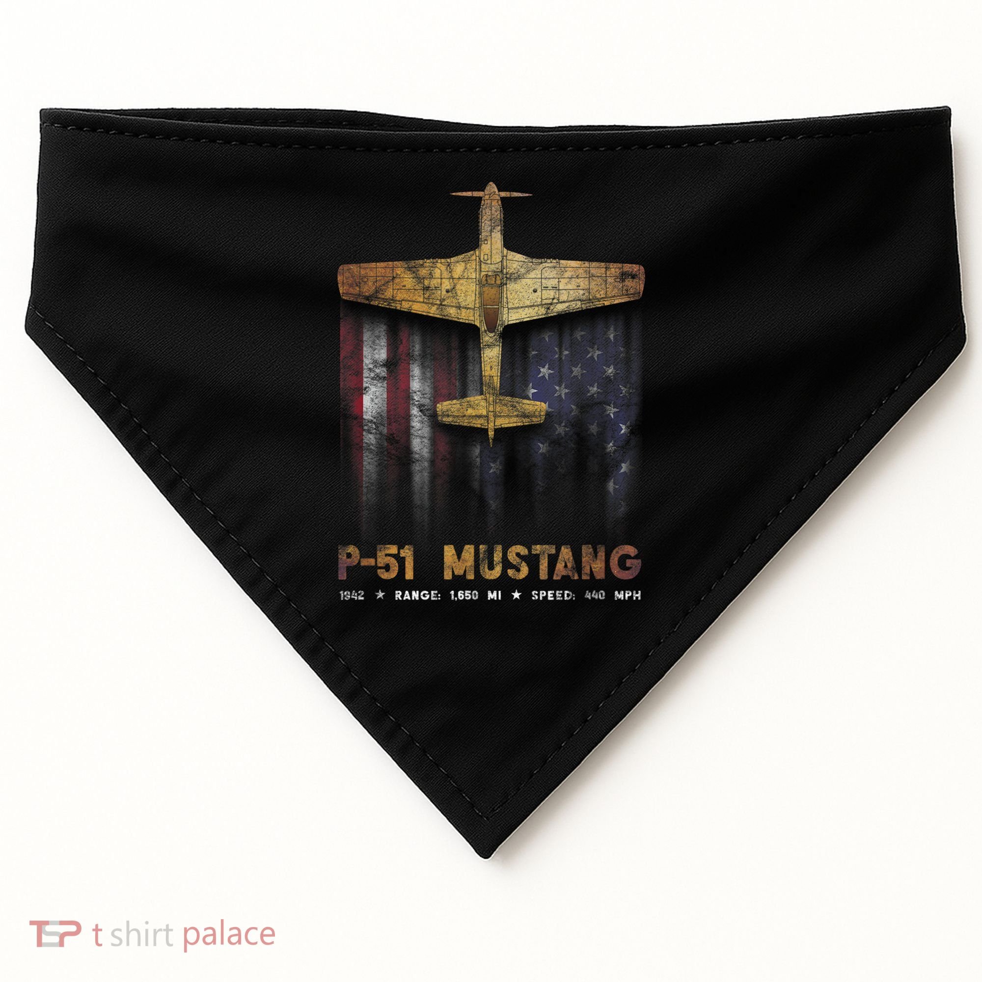 P51 Mustang WWII Fighter Plane USA-Made Doggie Bandana