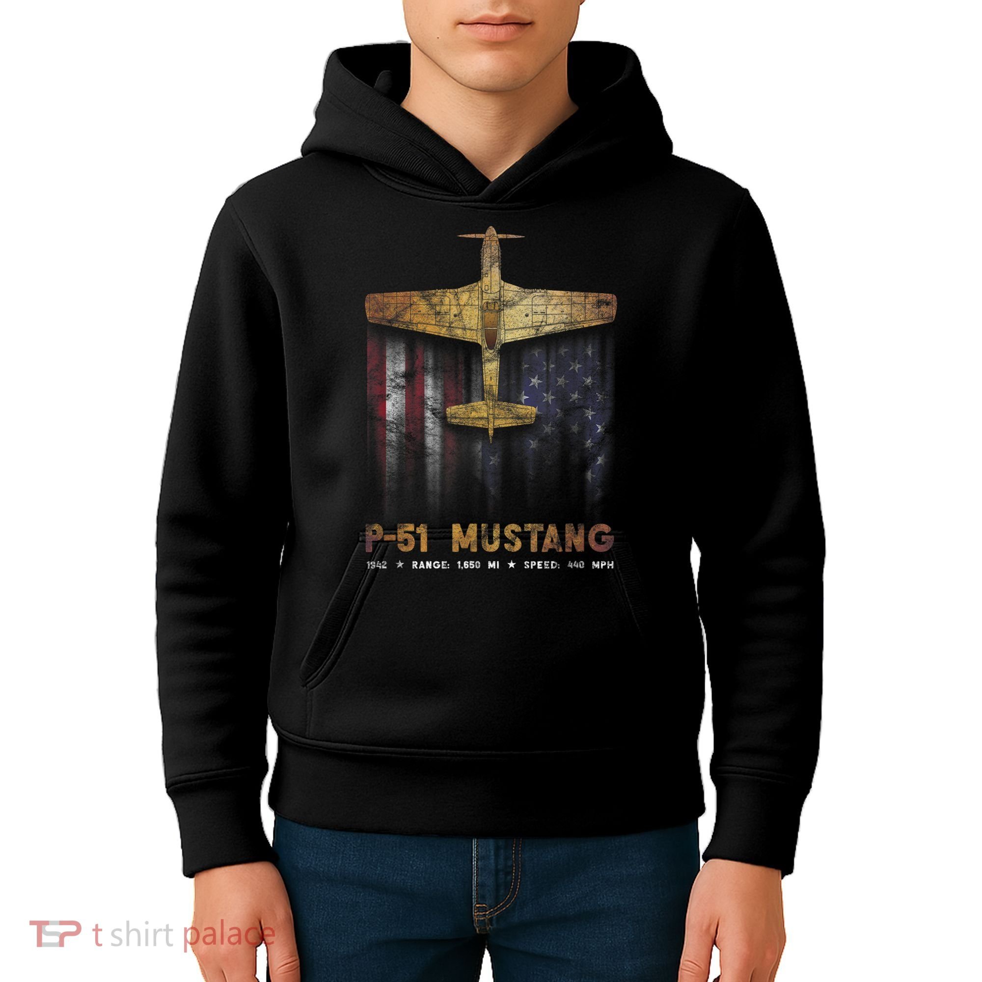 P51 Mustang WWII Fighter Plane Kids Hoodie