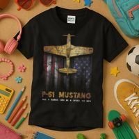 P51 Mustang WWII Fighter Plane Kids T-Shirt thumb 3