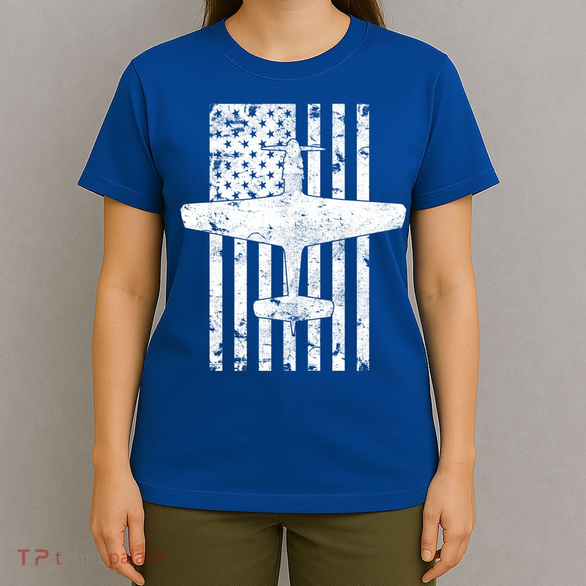P51 Mustang Wwii Fighter Airplane Vintage Flag Gift T-Shirt