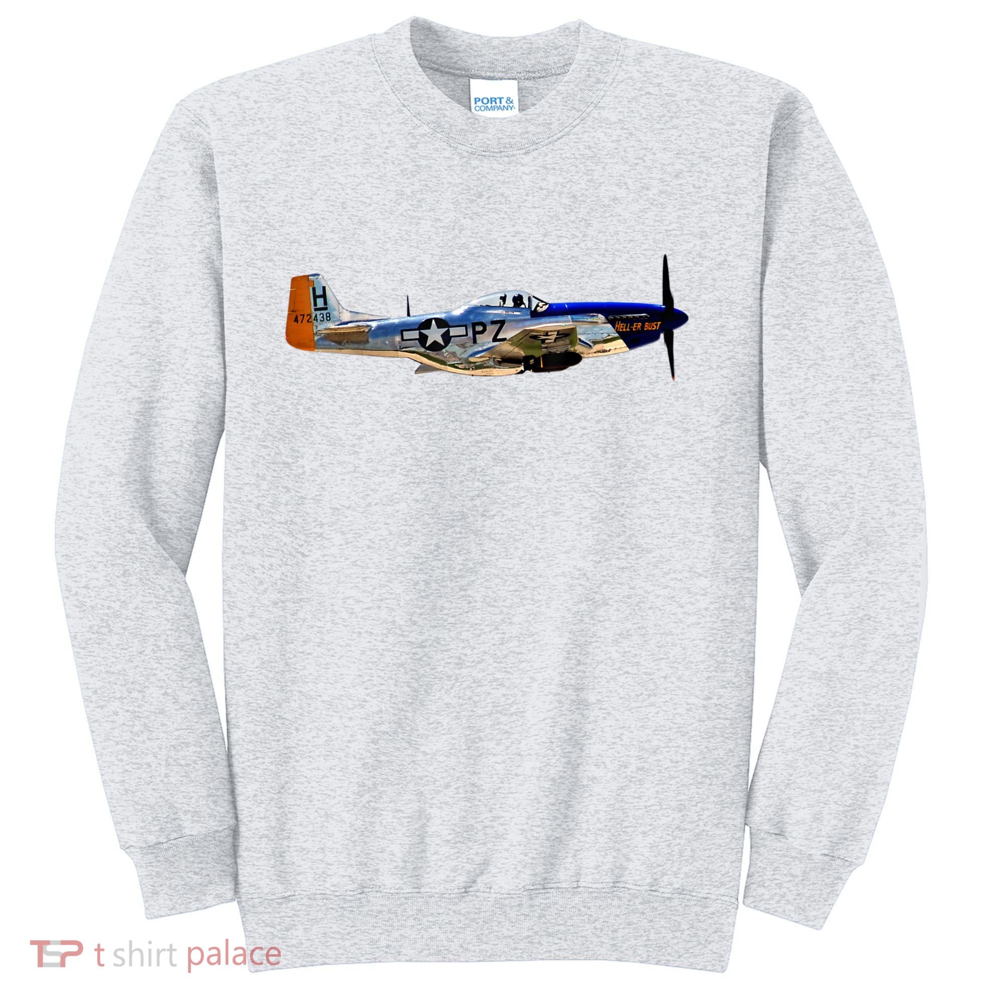 P51 Mustang WWII Fighter Plane US Military Aviation History Sweatshirt