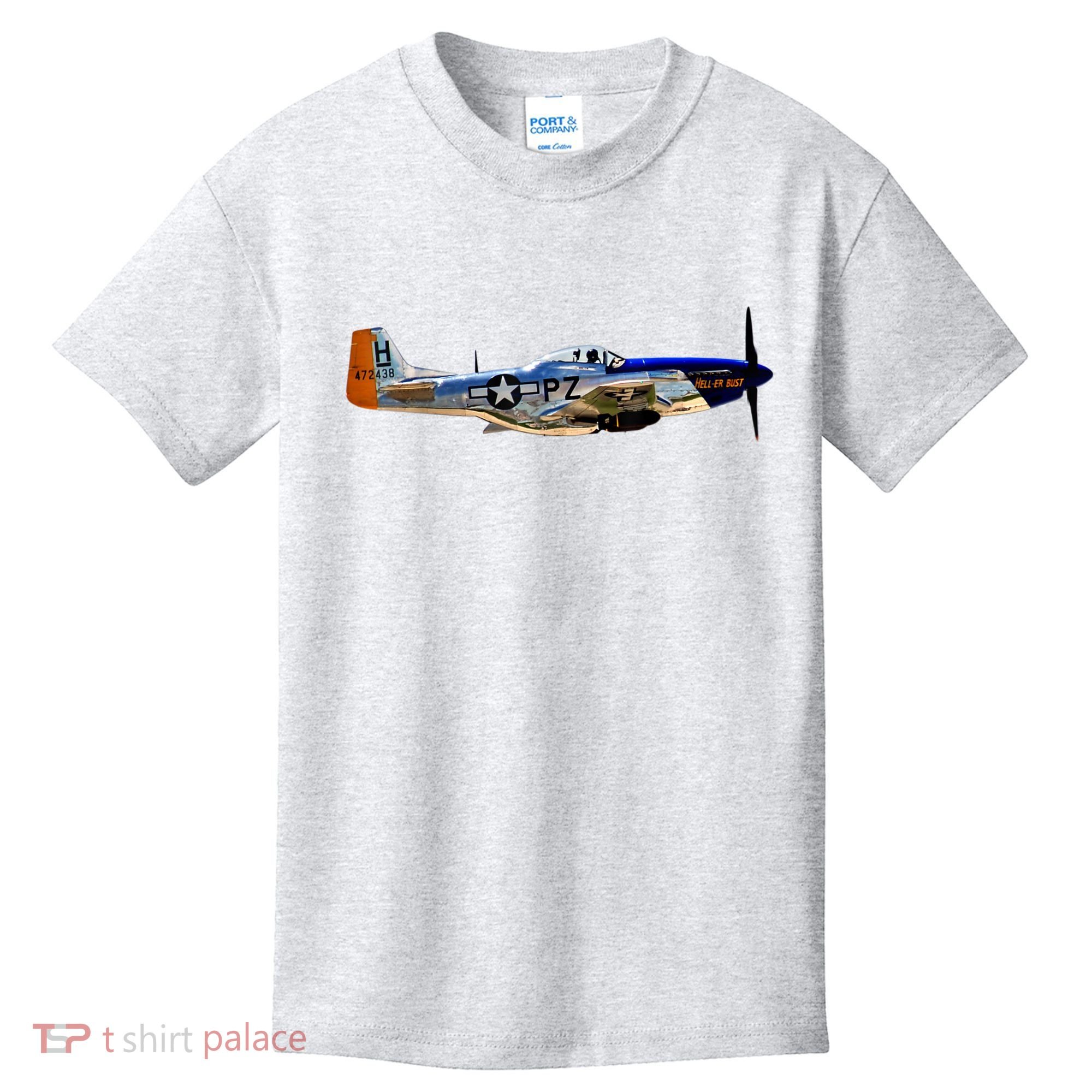 P51 Mustang WWII Fighter Plane US Military Aviation History Kids T-Shirt