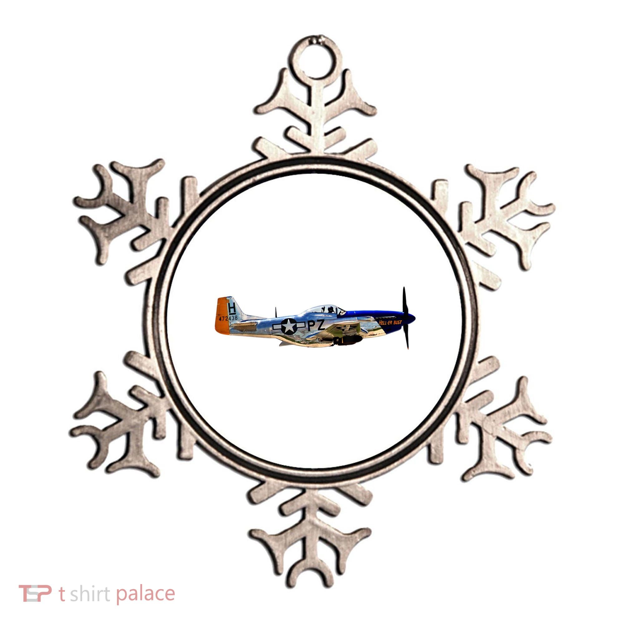 P51 Mustang WWII Fighter Plane US Military Aviation History Ornament