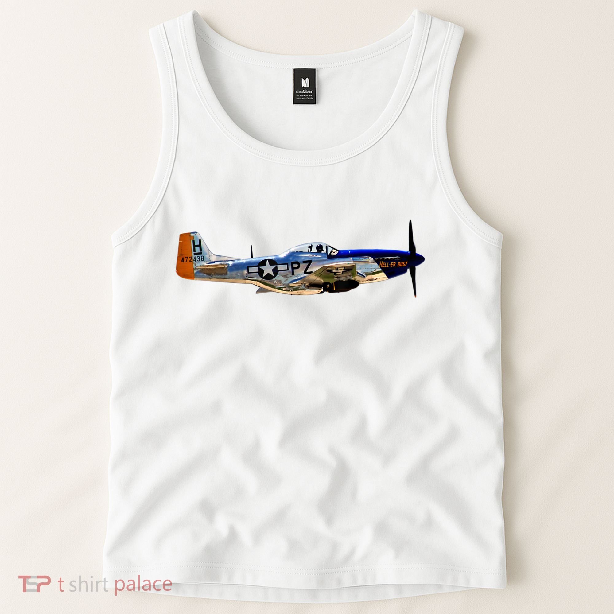 P51 Mustang WWII Fighter Plane US Military Aviation History Tank Top