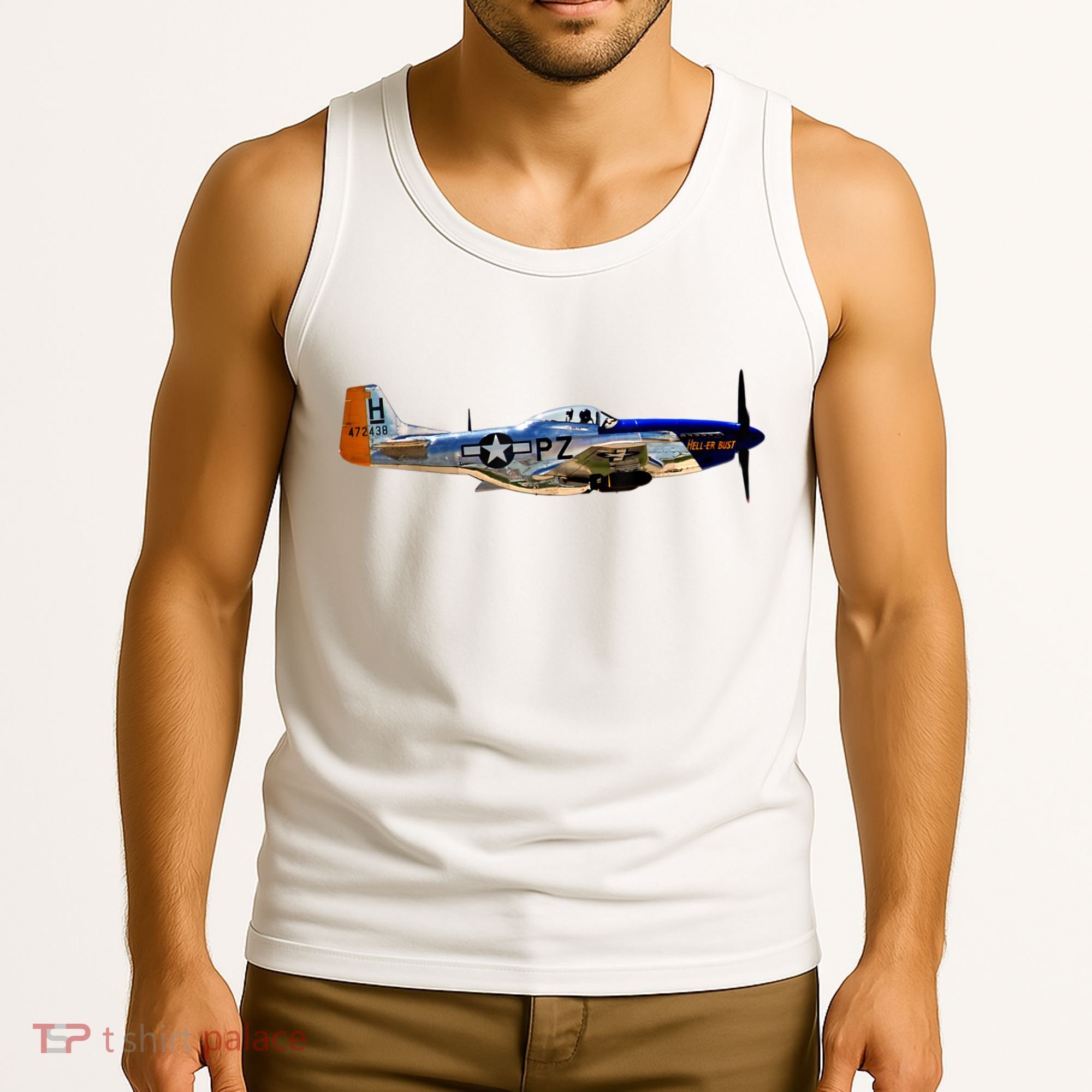 P51 Mustang WWII Fighter Plane US Military Aviation History Tank Top