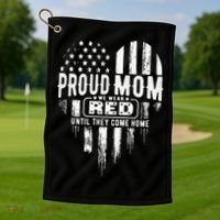 Proud Mom We Wear Red Friday Military Golf Towel thumb 1