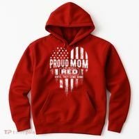 Proud Mom We Wear Red Friday Military Hoodie thumb 0