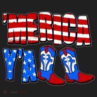 Patriotic Merica Yall Cowboy Cowgirl Boots Beanie thumb 2