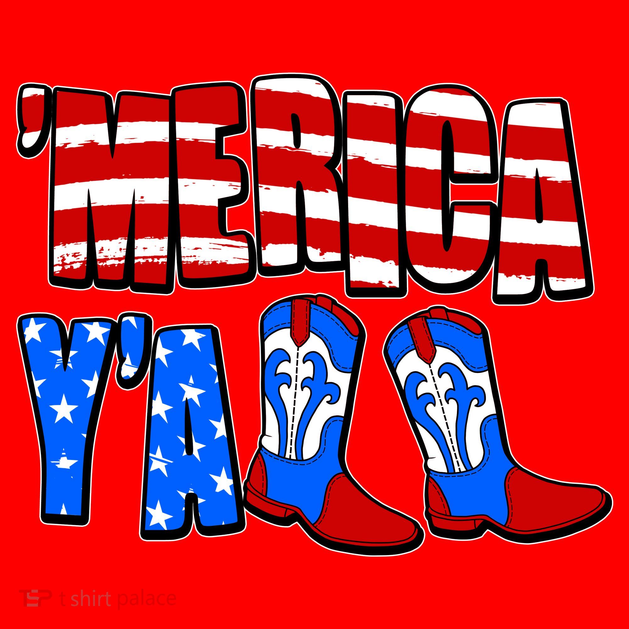 Patriotic Merica Yall Cowboy Cowgirl Boots Hoodie