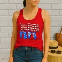 Patriotic Merica Yall Cowboy Cowgirl Boots Women's Tank Top thumb 2