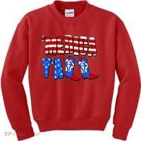 Patriotic Merica Yall Cowboy Cowgirl Boots Kids Sweatshirt thumb 0