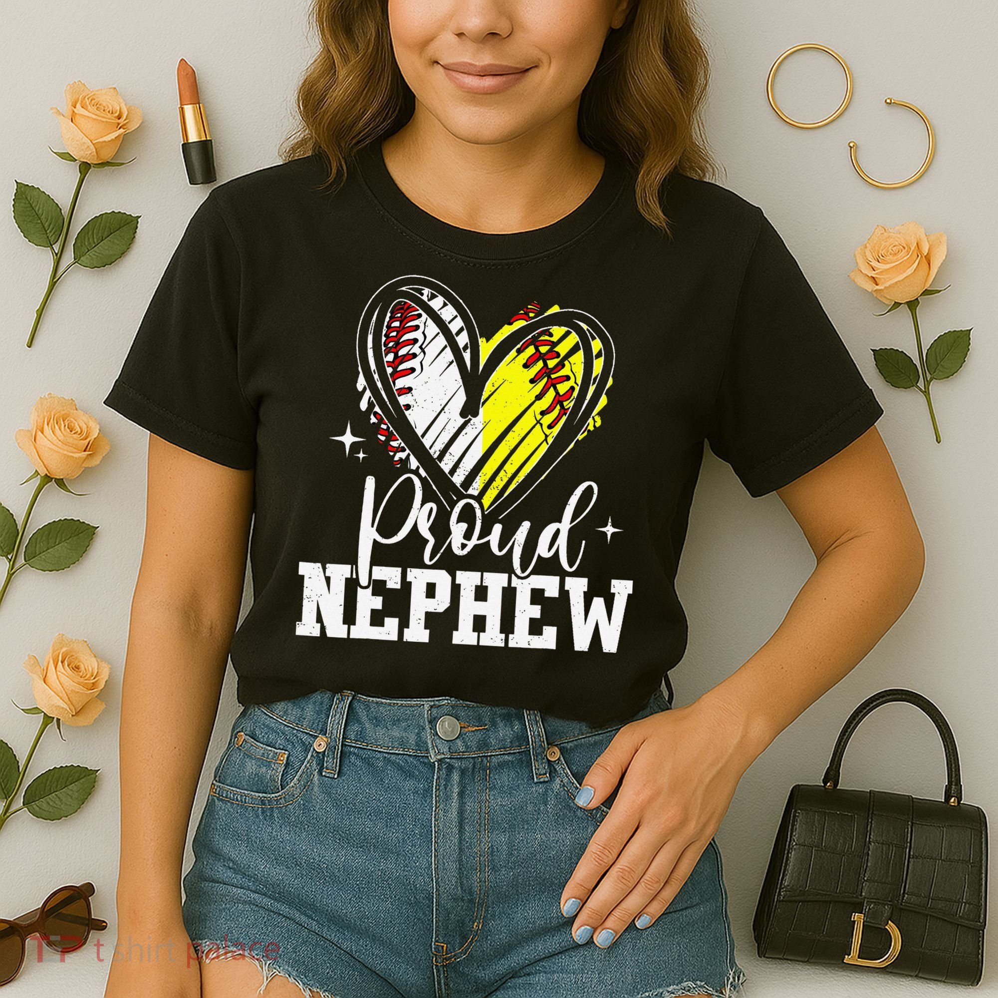 Proud Nephew Baseball Softball Heart Comfort Colors Boxy T-Shirt