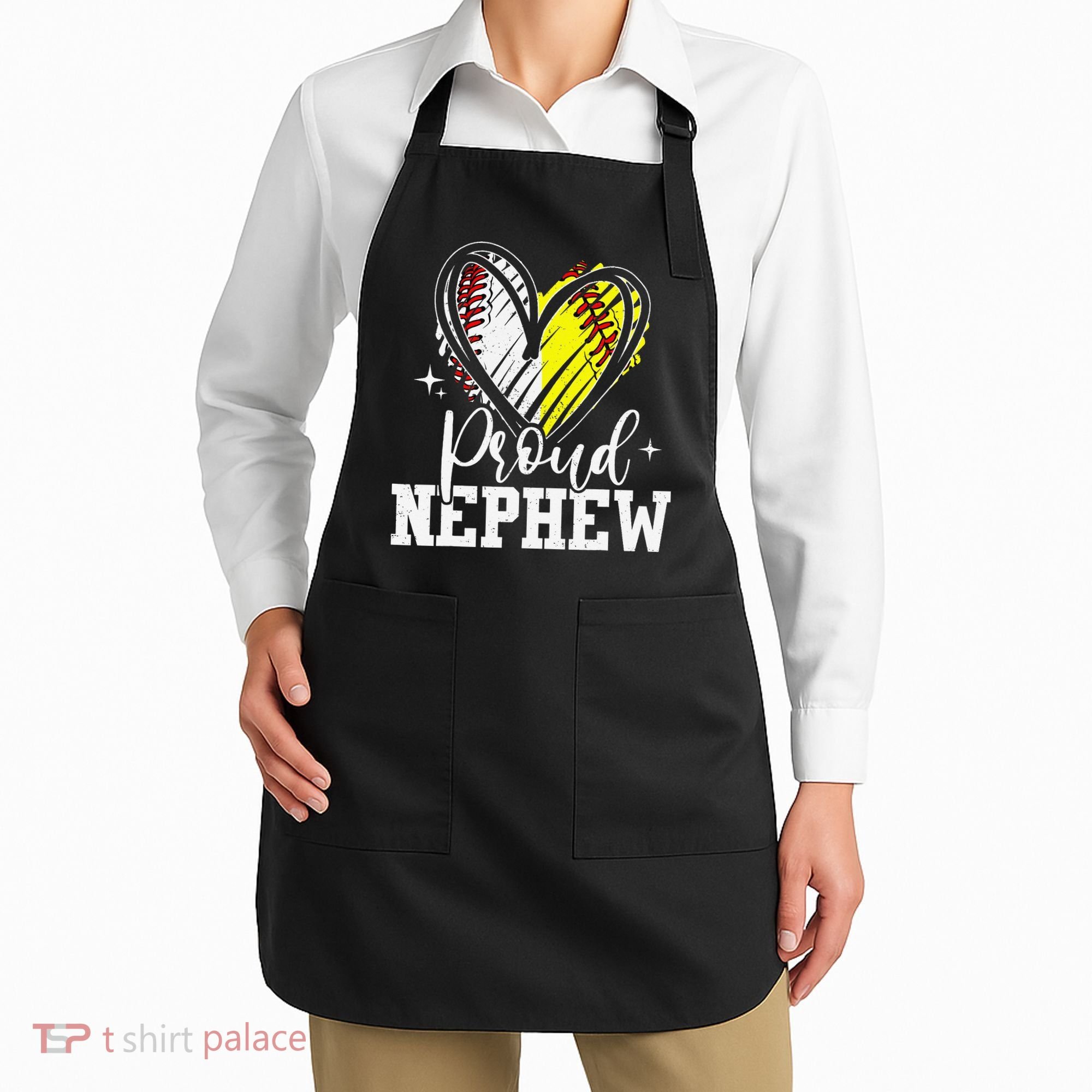 Proud Nephew Baseball Softball Heart Apron
