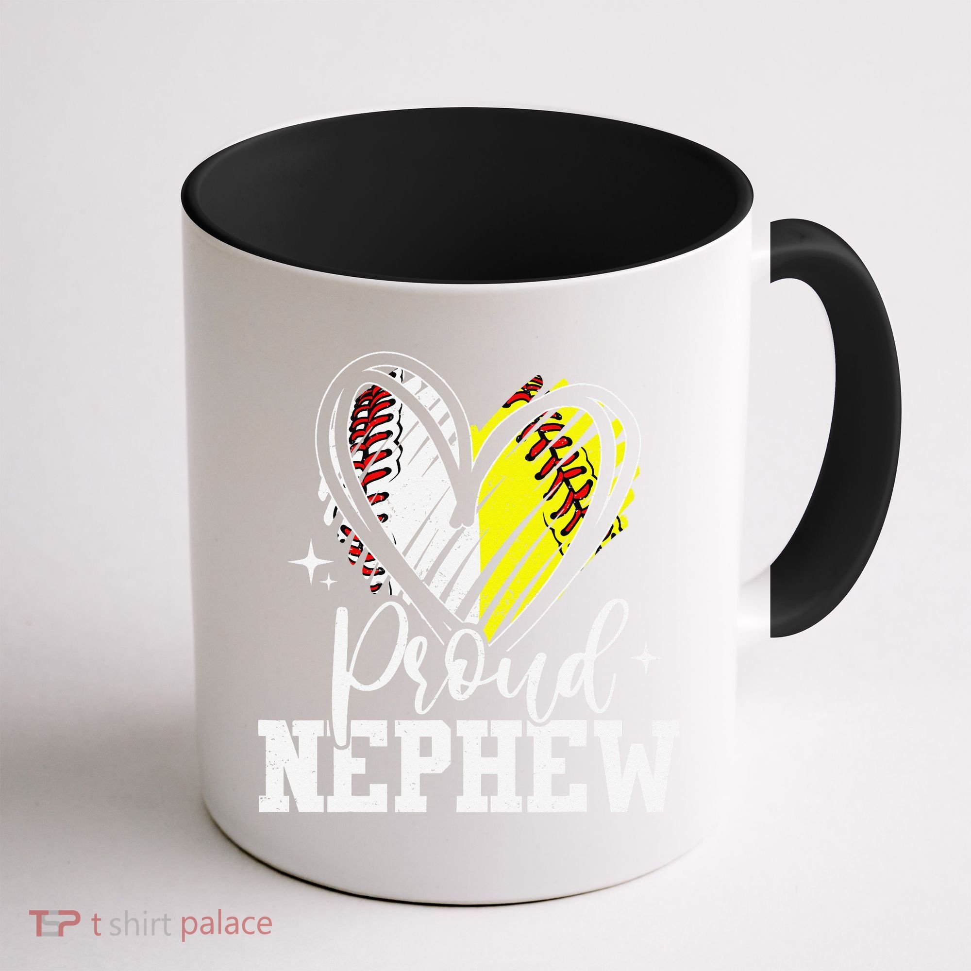 Proud Nephew Baseball Softball Heart Coffee Mug