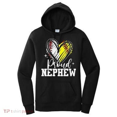Proud Nephew Baseball Softball Heart Women's Hoodie