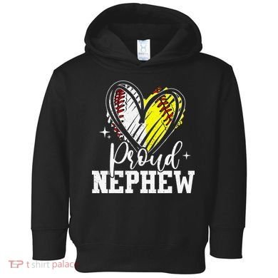 Proud Nephew Baseball Softball Heart Toddler Hoodie