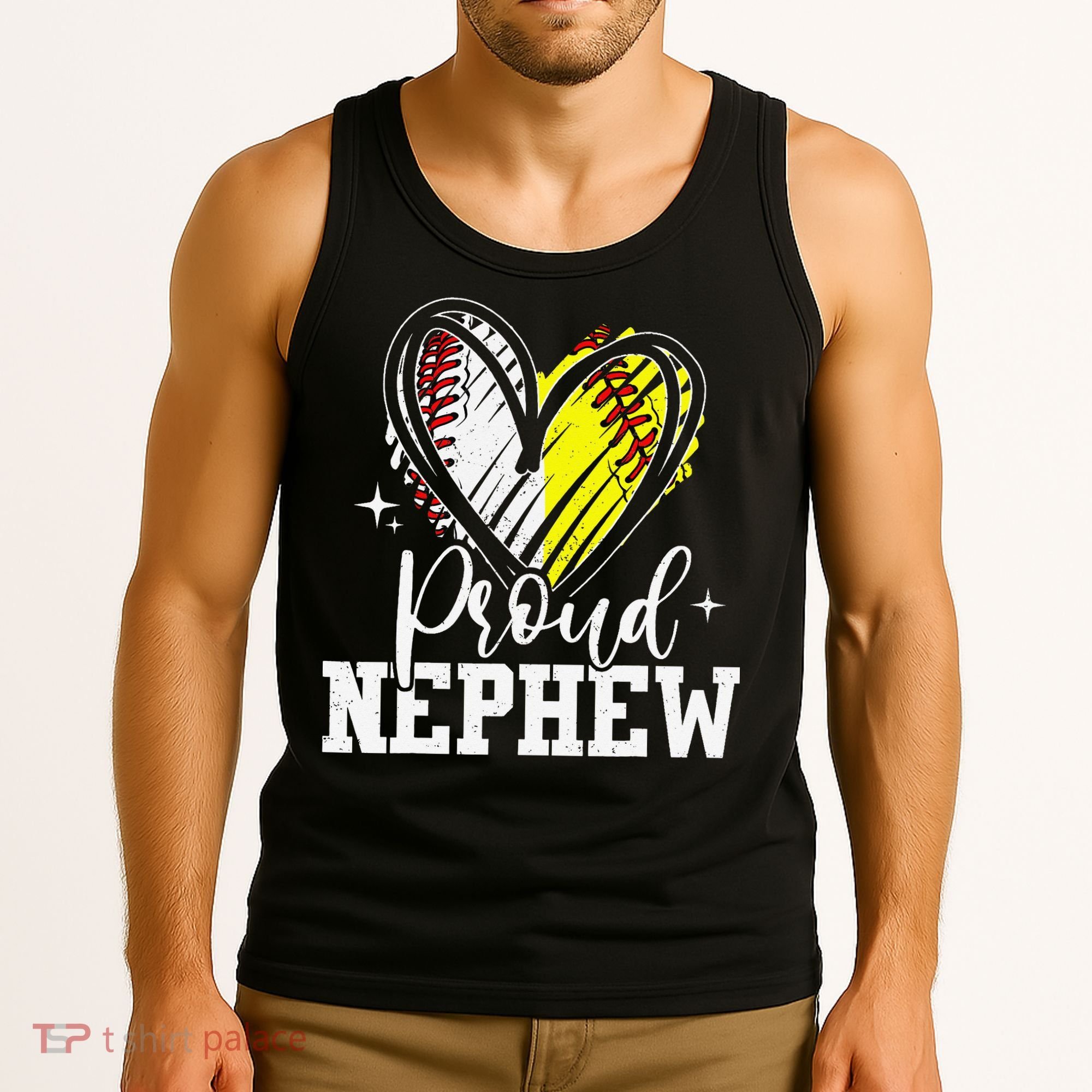 Proud Nephew Baseball Softball Heart Tank Top