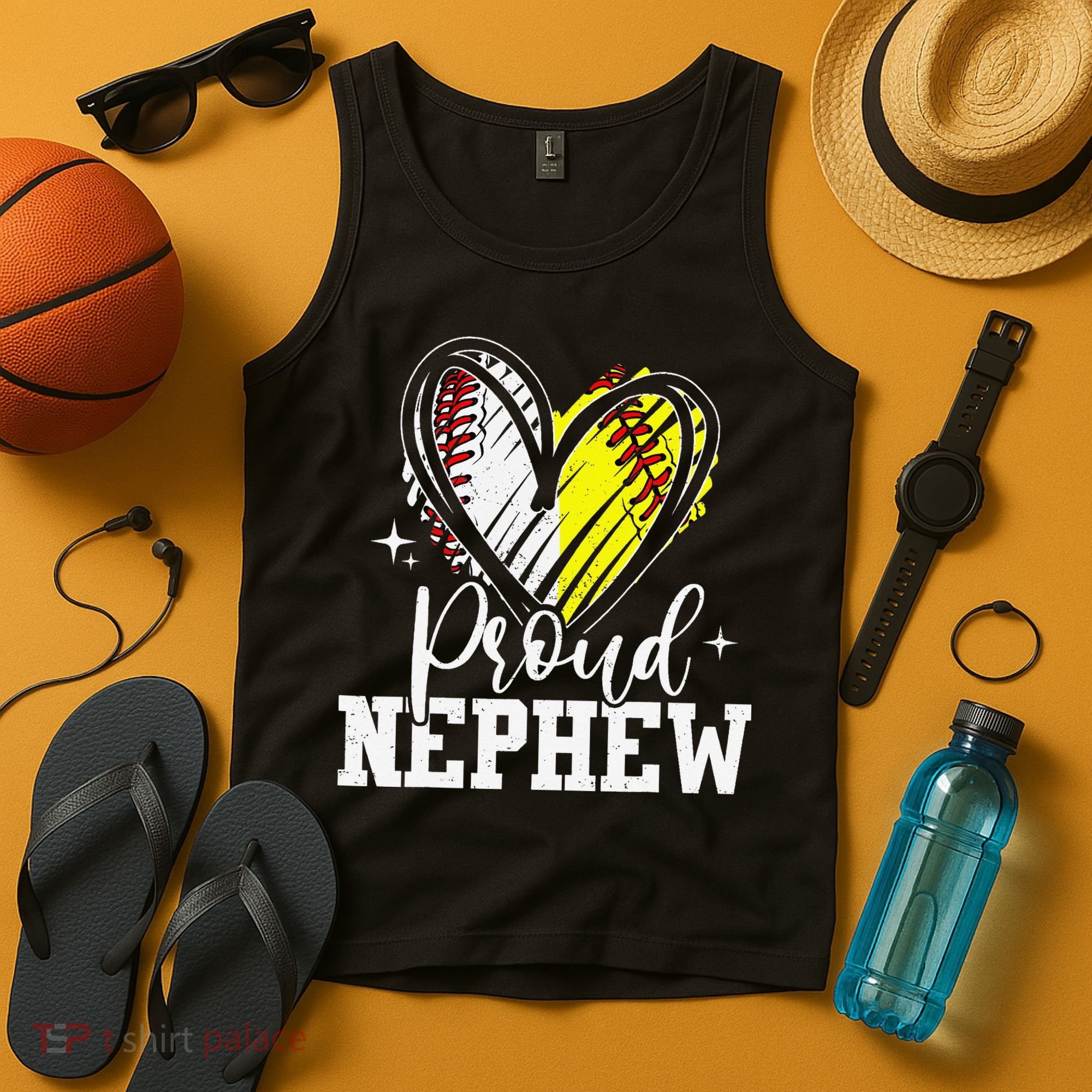 Proud Nephew Baseball Softball Heart Tank Top