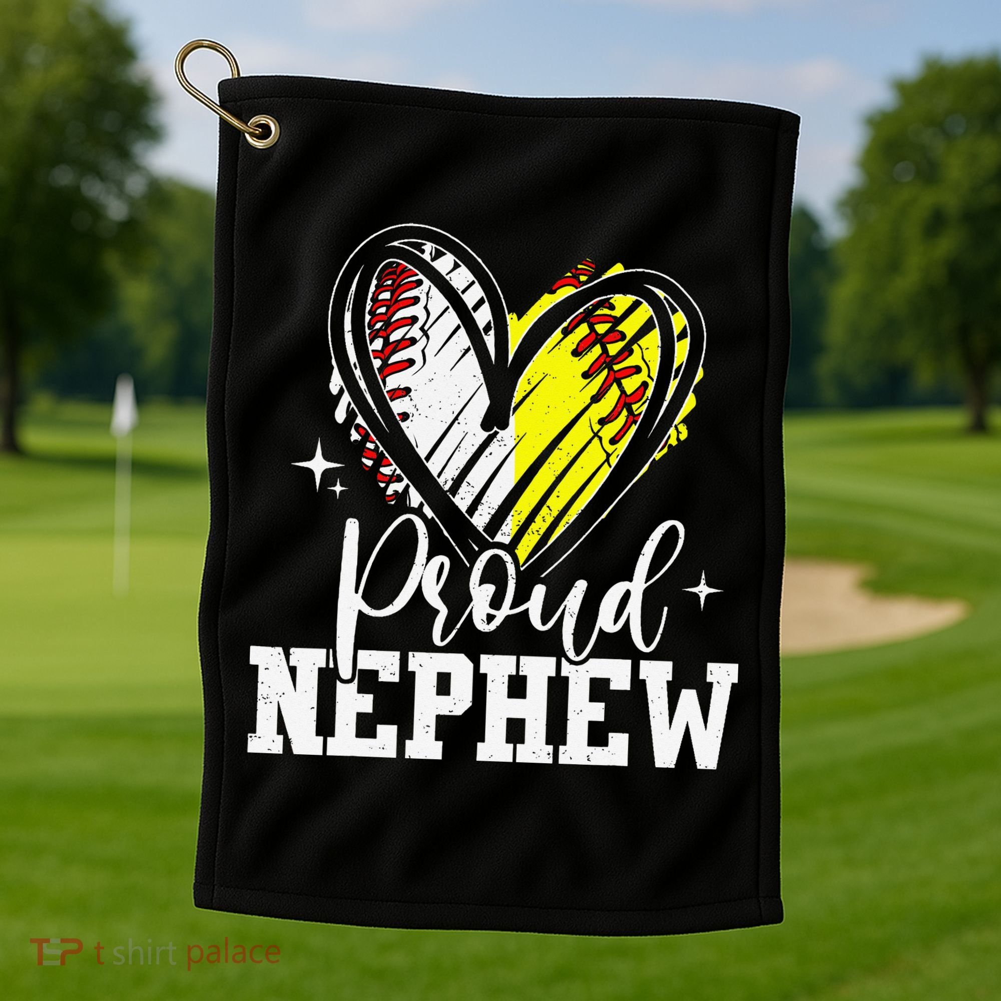 Proud Nephew Baseball Softball Heart Golf Towel