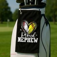 Proud Nephew Baseball Softball Heart Golf Towel thumb 2