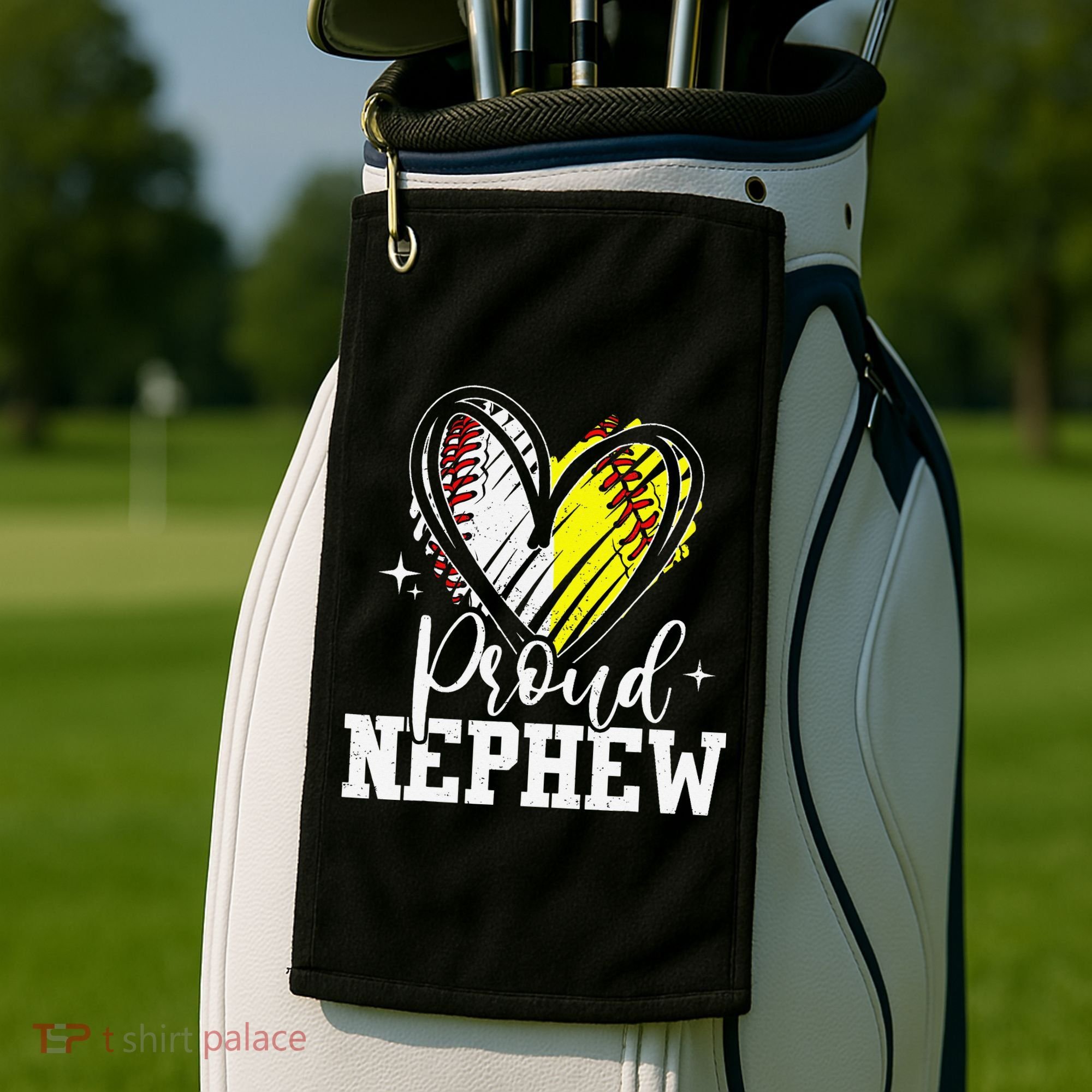 Proud Nephew Baseball Softball Heart Golf Towel