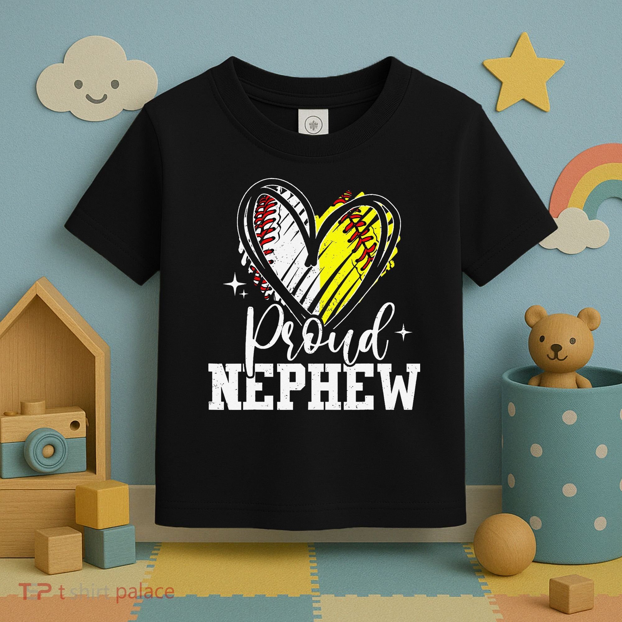 Proud Nephew Baseball Softball Heart Toddler T-Shirt