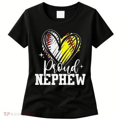 Proud Nephew Baseball Softball Heart Women's T-Shirt